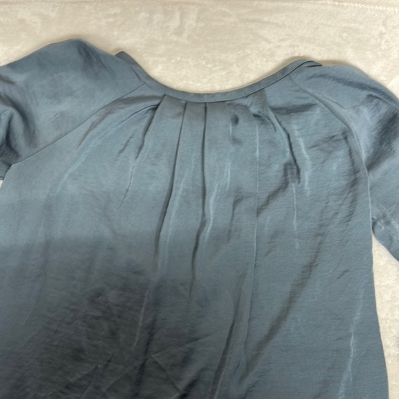 LOFT Blue Cuffed Sleeve Pleated Blouse - Picture 8 of 8